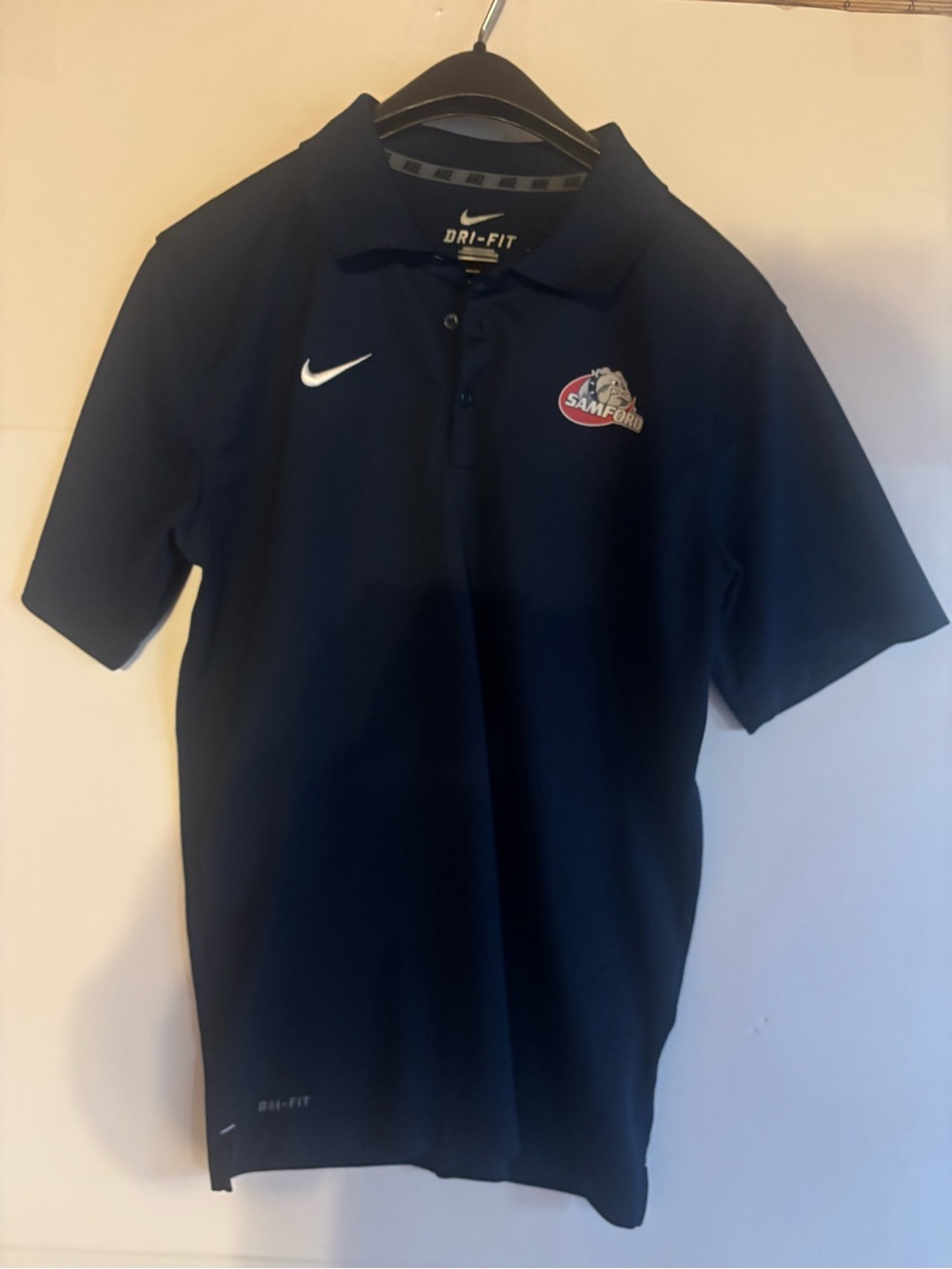 Nike Dri-FIT Samford Bulldogs Navy Blue Short Sleeve Polo Shirt, Size S
